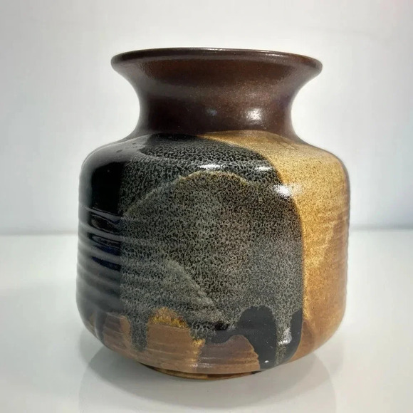 Pottery Craft USA Vintage Stoneware Earth Sand Tones Handmade Vase - Picture 5 of 10